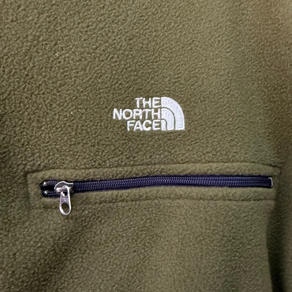 The North Face Polartec Green Black Side Panels Fleece 1/4 Zip Pullover Sz XL